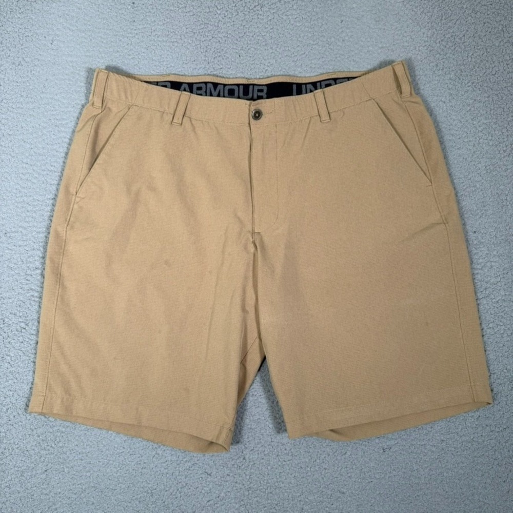 Under Armour Shorts Mens 42 Brown Matchplay Golf Casual Performance Stretch Logo